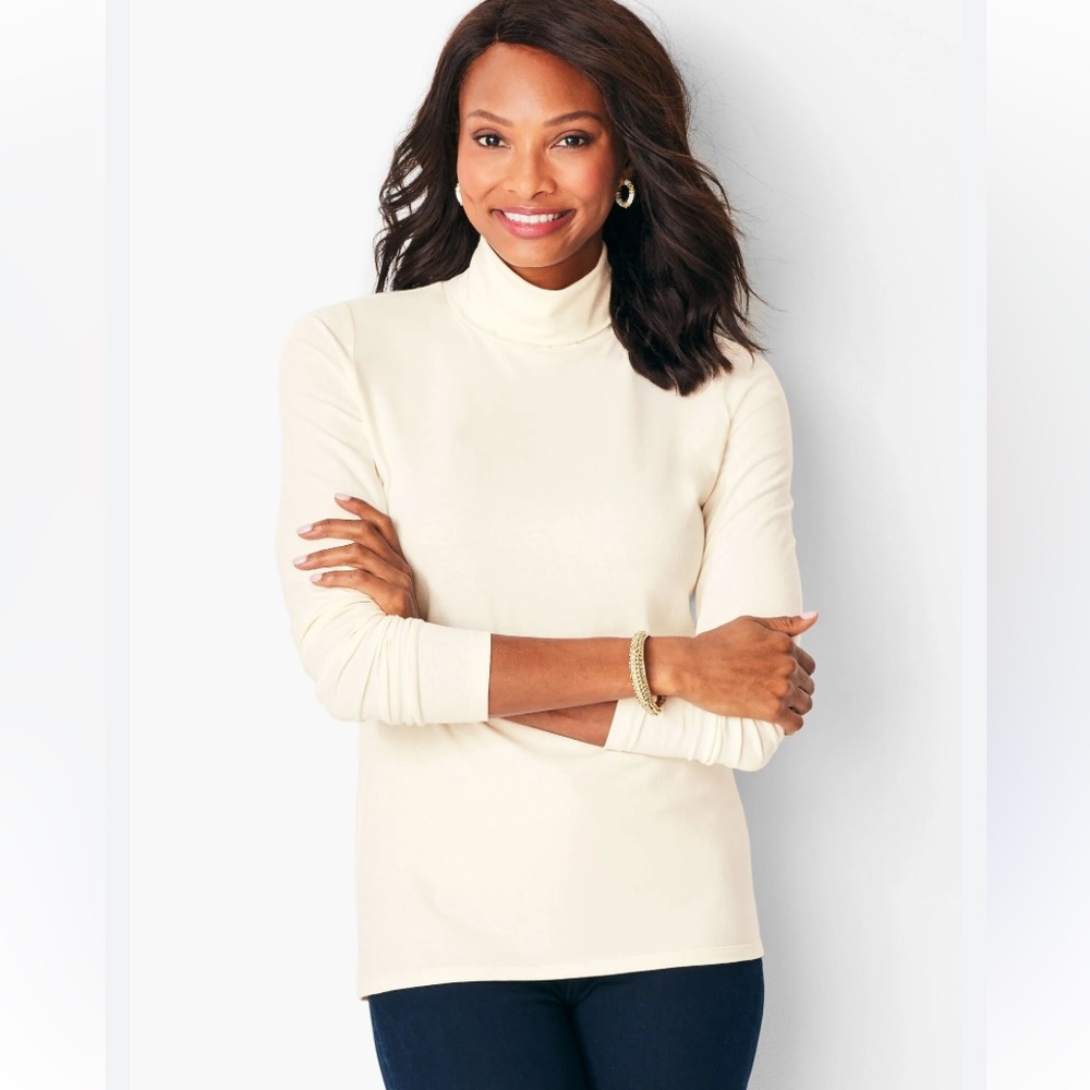 Talbots White Basic Turtle Neck Layer Piece Long … - image 1